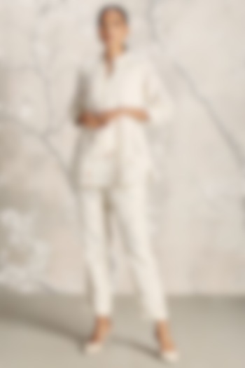 Off-White Linen Screen Printed Co-Ord Set by Kaveri at Pernia's Pop Up Shop