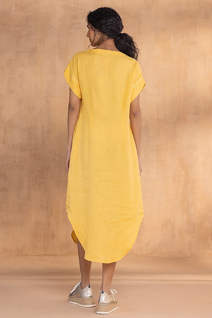 Sun-Colored Linen Hand-Screen Printed Summer Dress by Kaveri at Pernia's Pop Up Shop