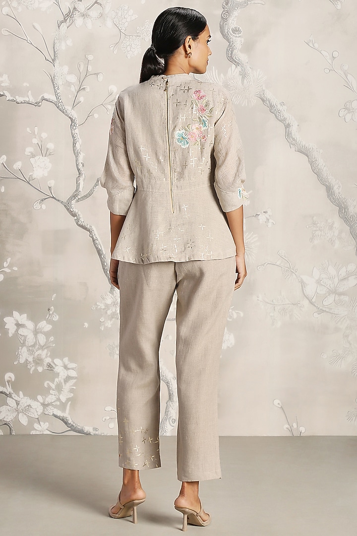 Natural-Colored Linen Hand Printed Co-Ord Set by Kaveri at Pernia's Pop Up Shop
