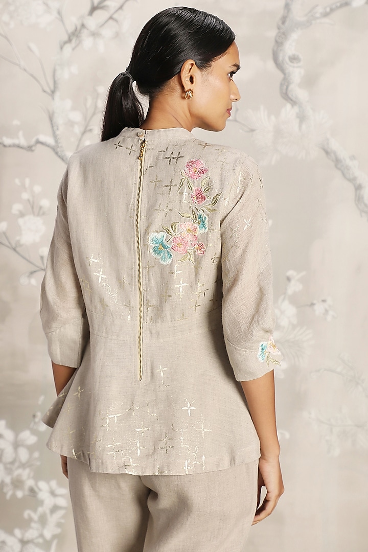 Natural-Colored Linen Hand Printed Co-Ord Set by Kaveri at Pernia's Pop Up Shop