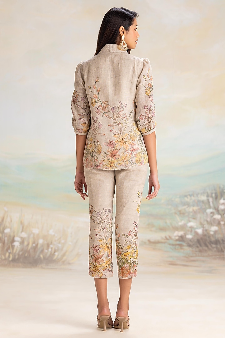 Natural Linen Floral Printed Top by Kaveri at Pernia's Pop Up Shop