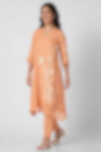 Muskmelon Linen Hand Screen Printed Tunic Set by Kaveri at Pernia's Pop Up Shop