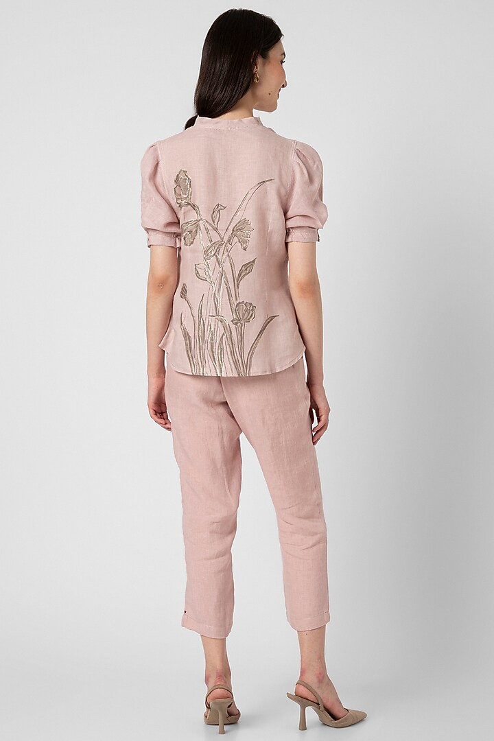 Shadow Rose Linen Hand Screen Printed Top by Kaveri at Pernia's Pop Up Shop