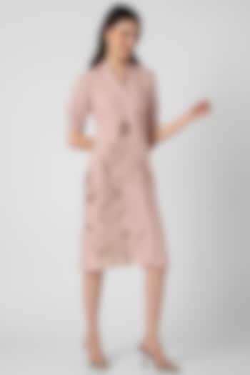 Shadow Rose Linen Hand Screen Printed Midi Summer Dress by Kaveri at Pernia's Pop Up Shop