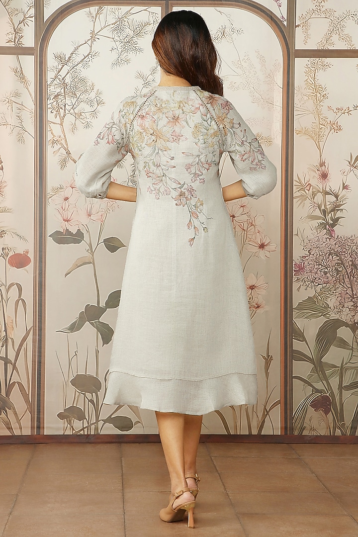 Natural Linen Floral Printed Summer Dress by Kaveri at Pernia's Pop Up Shop