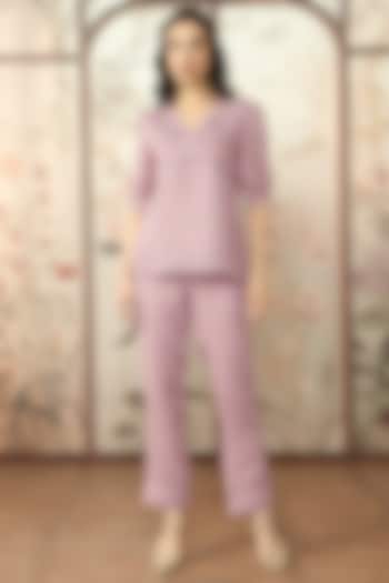Quartz Linen Thread Hand Embroidered Co-Ord Set by Kaveri at Pernia's Pop Up Shop