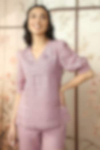 Quartz Linen Thread Hand Embroidered Top by Kaveri at Pernia's Pop Up Shop