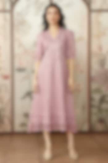 Quartz Linen Thread Hand Embroidered Vacation Dress by Kaveri at Pernia's Pop Up Shop