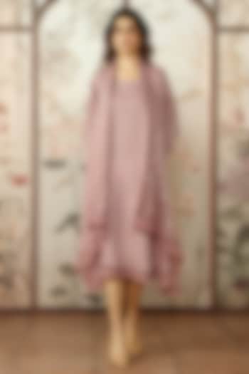 Quartz Linen Thread Hand Embroidered Jacket Vacation Dress by Kaveri at Pernia's Pop Up Shop