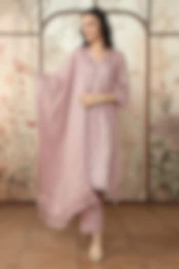 Quartz Linen Thread Hand Embroidered Tunic Set by Kaveri at Pernia's Pop Up Shop
