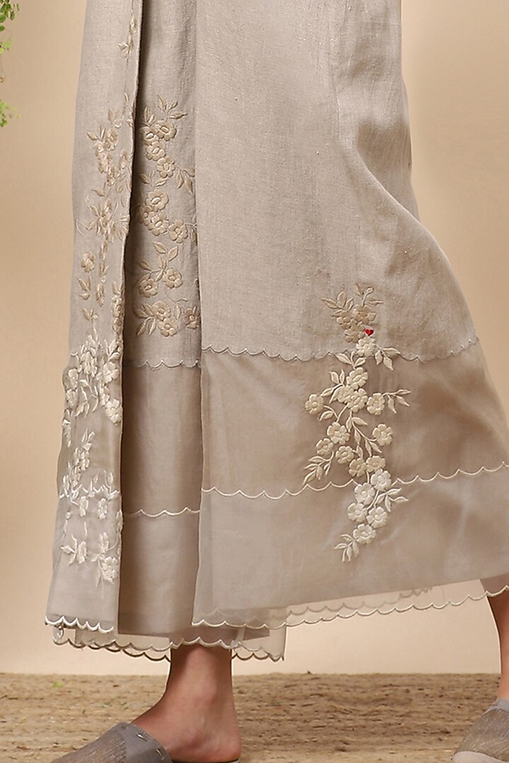 Nude Silk Organza Embroidered Jumpsuit by Kaveri at Pernia's Pop Up Shop