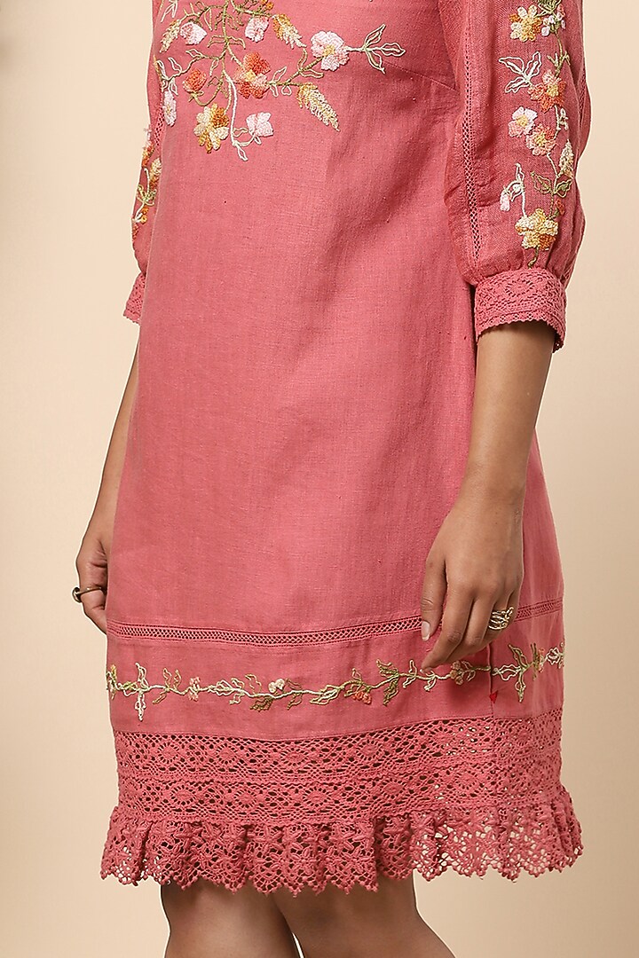 Apricot Embroidered Mini Summer Dress by Kaveri at Pernia's Pop Up Shop