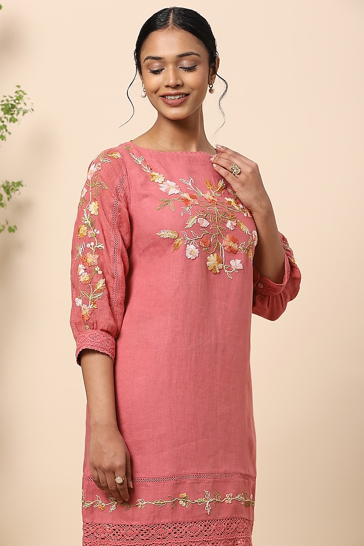 Apricot Embroidered Mini Summer Dress by Kaveri at Pernia's Pop Up Shop