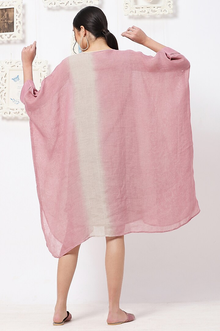 Beige & Blush Pink Linen Midi Summer Dress by Kaveri at Pernia's Pop Up Shop