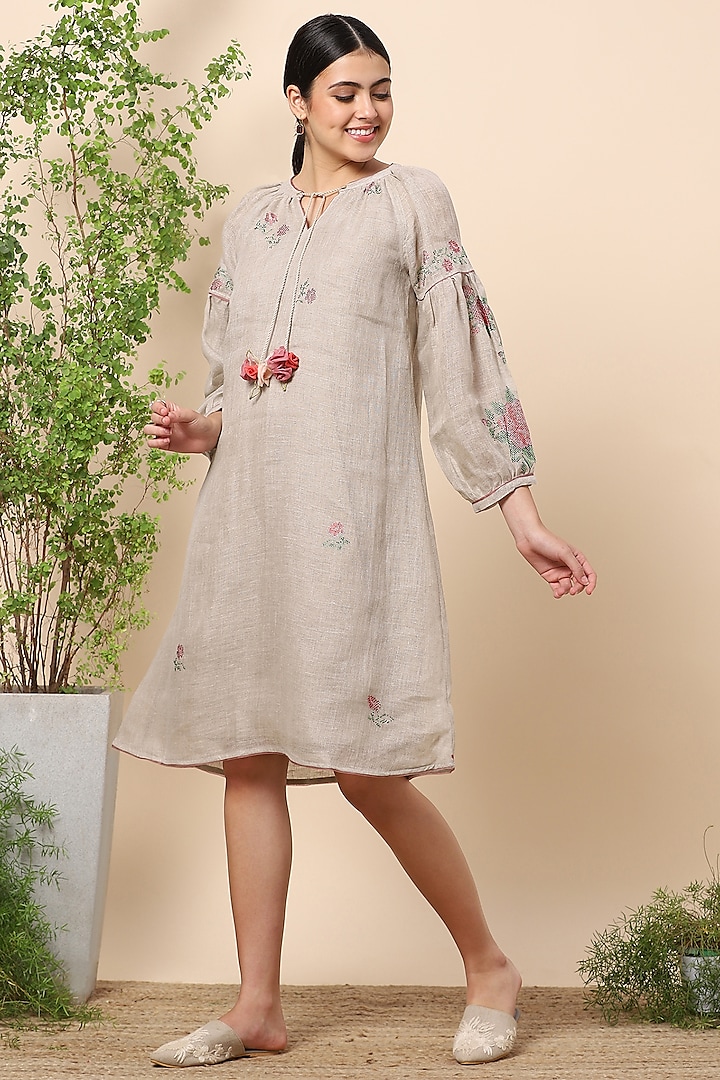 Grey Embroidered Dress by Kaveri