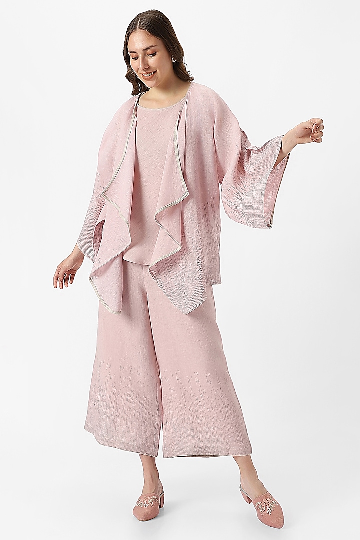 Shadow Rose Linen Flared Jacket Set by Kaveri at Pernia's Pop Up Shop