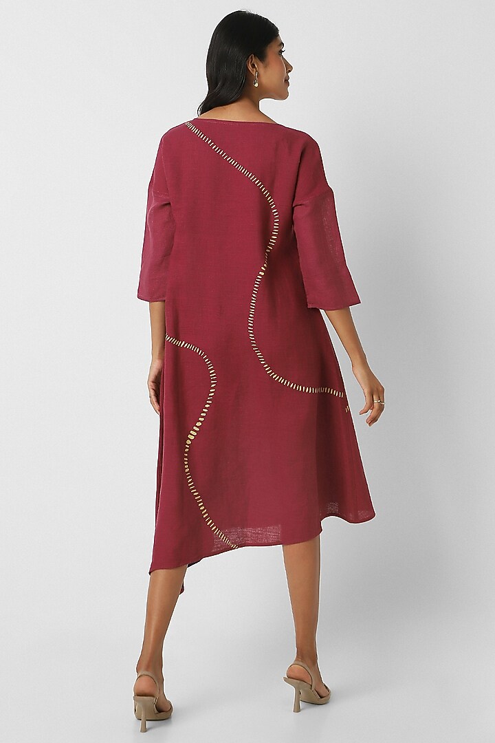 Wine Line Hand Screen Printed Wiggle Summer Dress by Kaveri at Pernia's Pop Up Shop