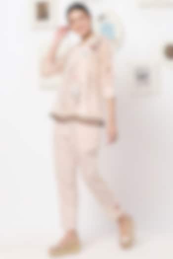 Nude Embroidered Jacket Set by Kaveri at Pernia's Pop Up Shop