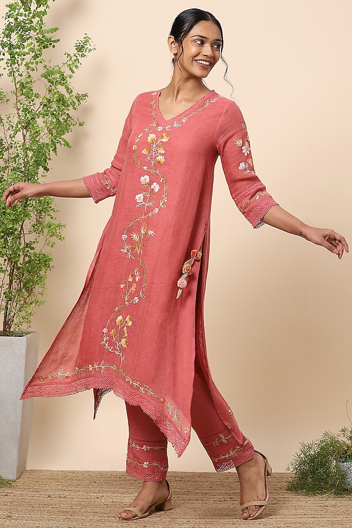 Apricot Embroidered Tunic by Kaveri