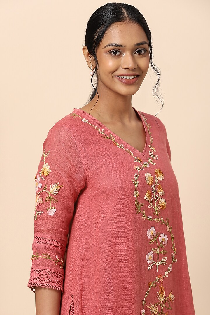 Apricot Embroidered Tunic by Kaveri at Pernia's Pop Up Shop