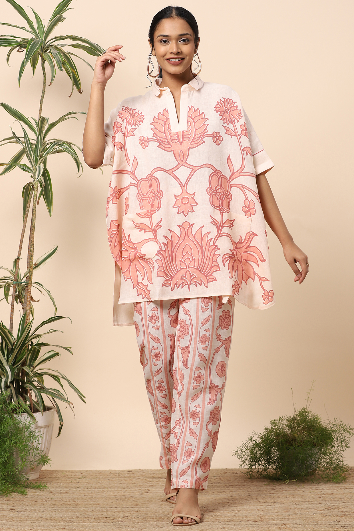 Nude Hand-Printed Pants by Kaveri at Pernia's Pop Up Shop