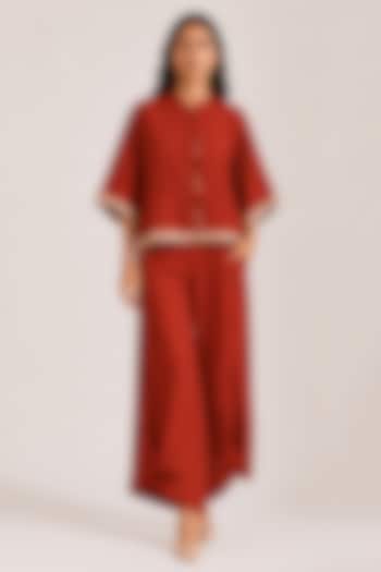 Rust Linen Blend Co-ord Set by Kaveri at Pernia's Pop Up Shop
