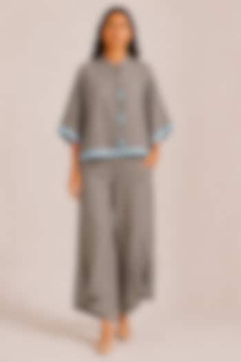 Dark Cement Grey Linen Blend Co-ord Set by Kaveri at Pernia's Pop Up Shop