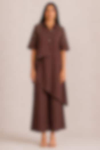 Chocolate Brown Linen Rhinestone Co-ord Set by Kaveri at Pernia's Pop Up Shop