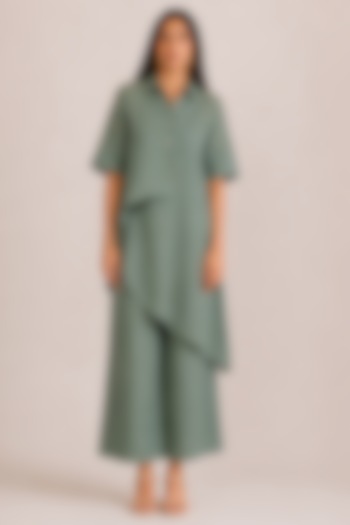 Jade-Colored Linen Rhinestone Co-ord Set by Kaveri at Pernia's Pop Up Shop