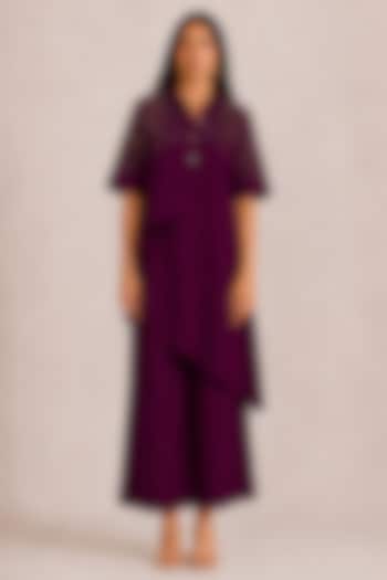 Plum Linen Rhinestone Co-ord Set by Kaveri at Pernia's Pop Up Shop