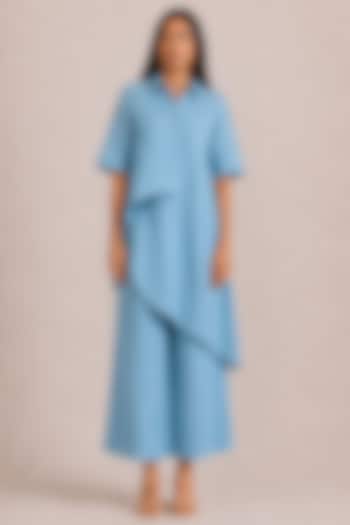 Lake Blue Linen Rhinestone Co-ord Set by Kaveri at Pernia's Pop Up Shop