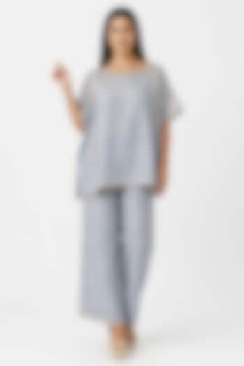 Periwinkle-Colored Linen Blend Co-ord Set by Kaveri at Pernia's Pop Up Shop