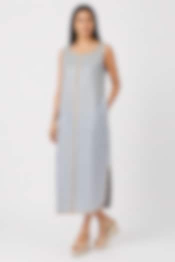 Periwinkle-Colored Linen Blend Midi Summer Dress by Kaveri at Pernia's Pop Up Shop