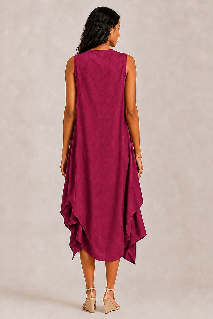 Raspberry Linen Draped Midi Summer Dress by Kaveri at Pernia's Pop Up Shop