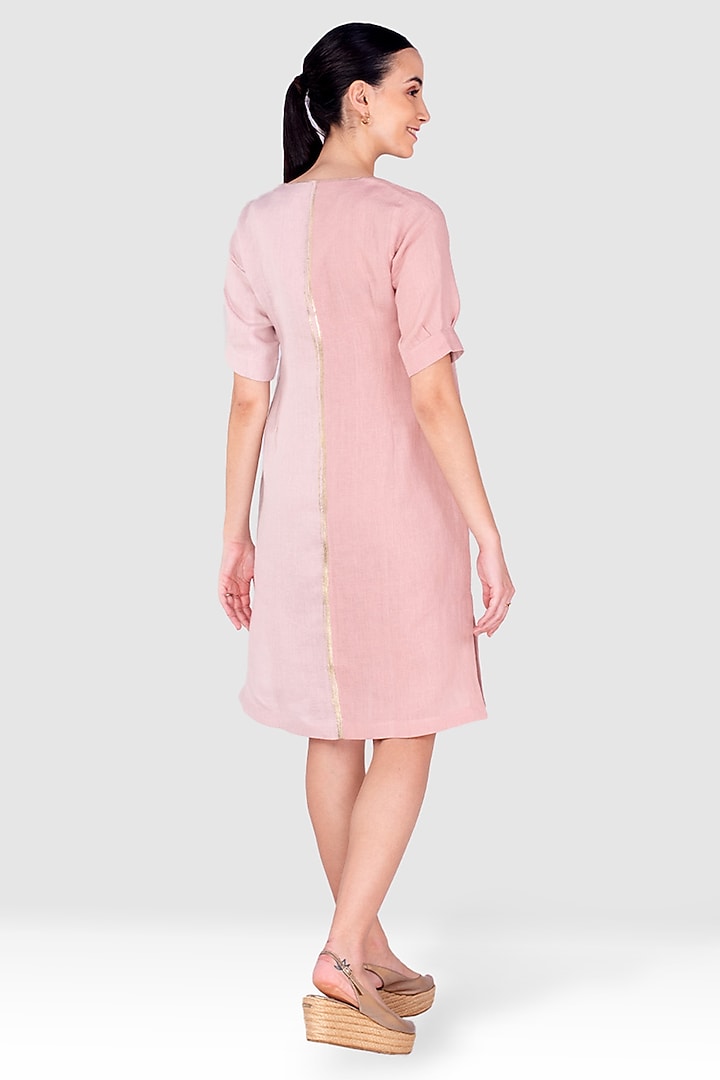 Shadow Rose-Colored & Blush Pink Linen Summer Dress by Kaveri at Pernia's Pop Up Shop
