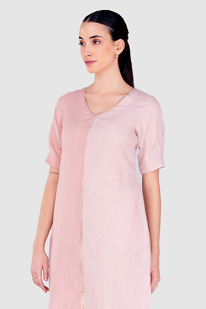 Shadow Rose-Colored & Blush Pink Linen Summer Dress by Kaveri at Pernia's Pop Up Shop