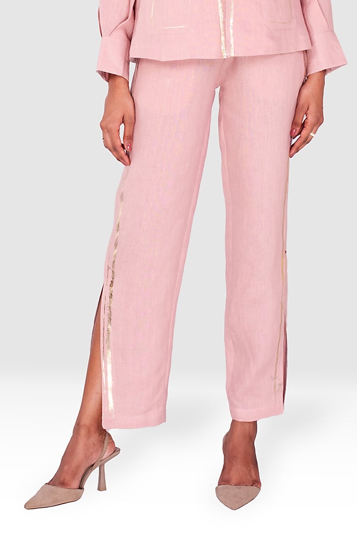 Shadow Rose-Colored & Blush Linen Blazer Set by Kaveri at Pernia's Pop Up Shop