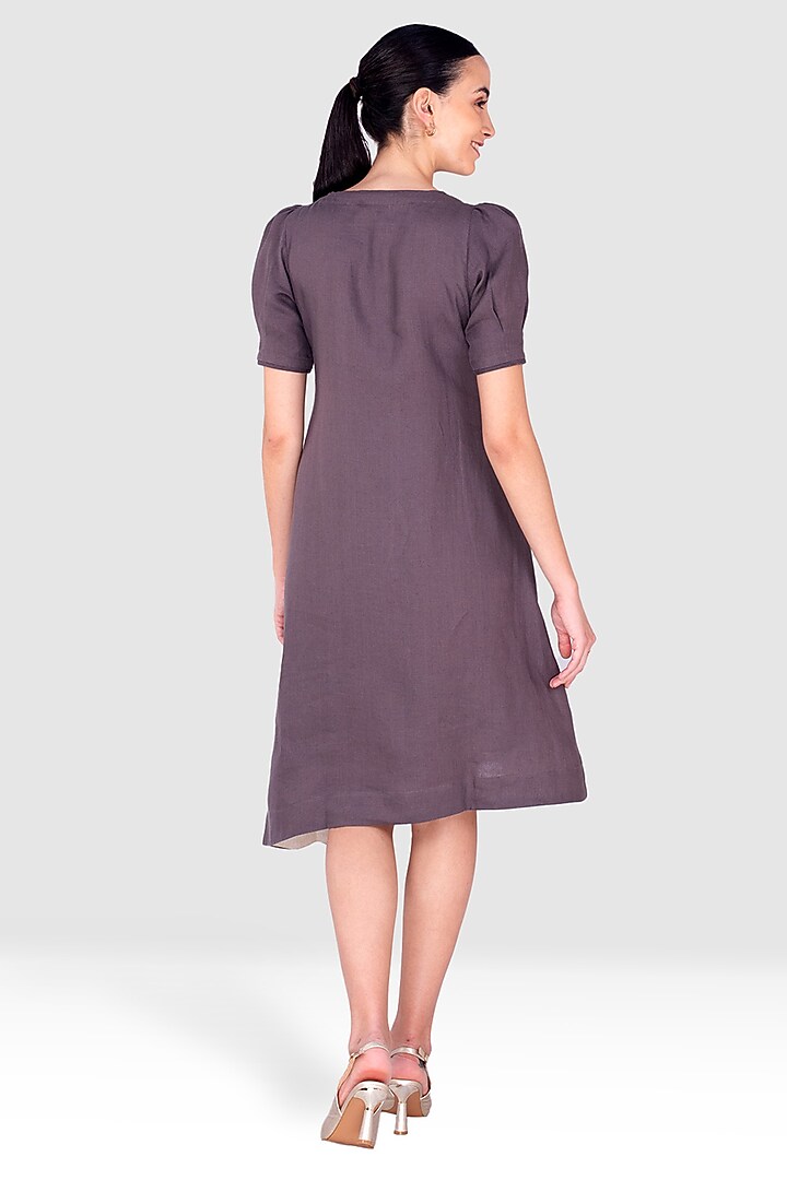 Grey & Black Linen High-Low Asymmetric Summer Dress by Kaveri at Pernia's Pop Up Shop