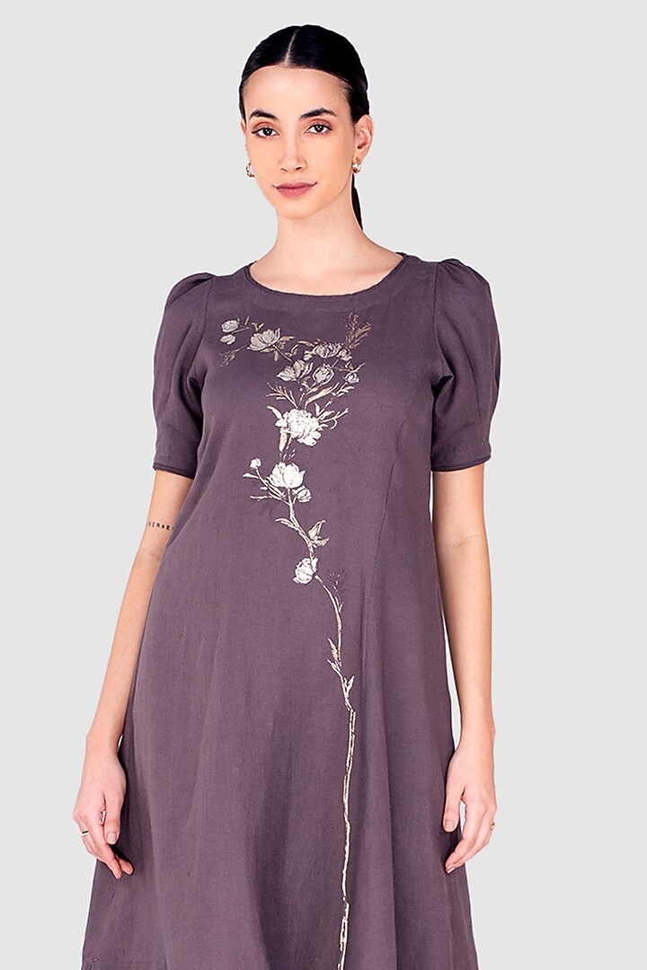 Grey & Black Linen High-Low Asymmetric Summer Dress by Kaveri at Pernia's Pop Up Shop