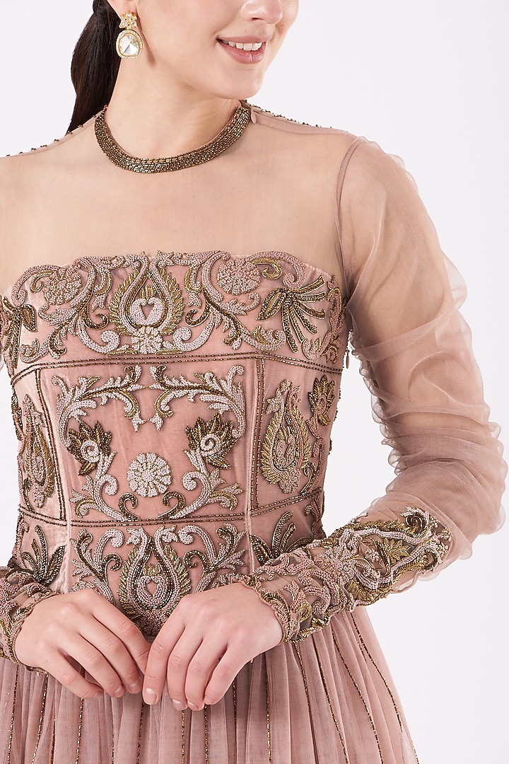 Rose Dust Embellished Wedding Gown by Kartikeya at Pernia's Pop Up Shop