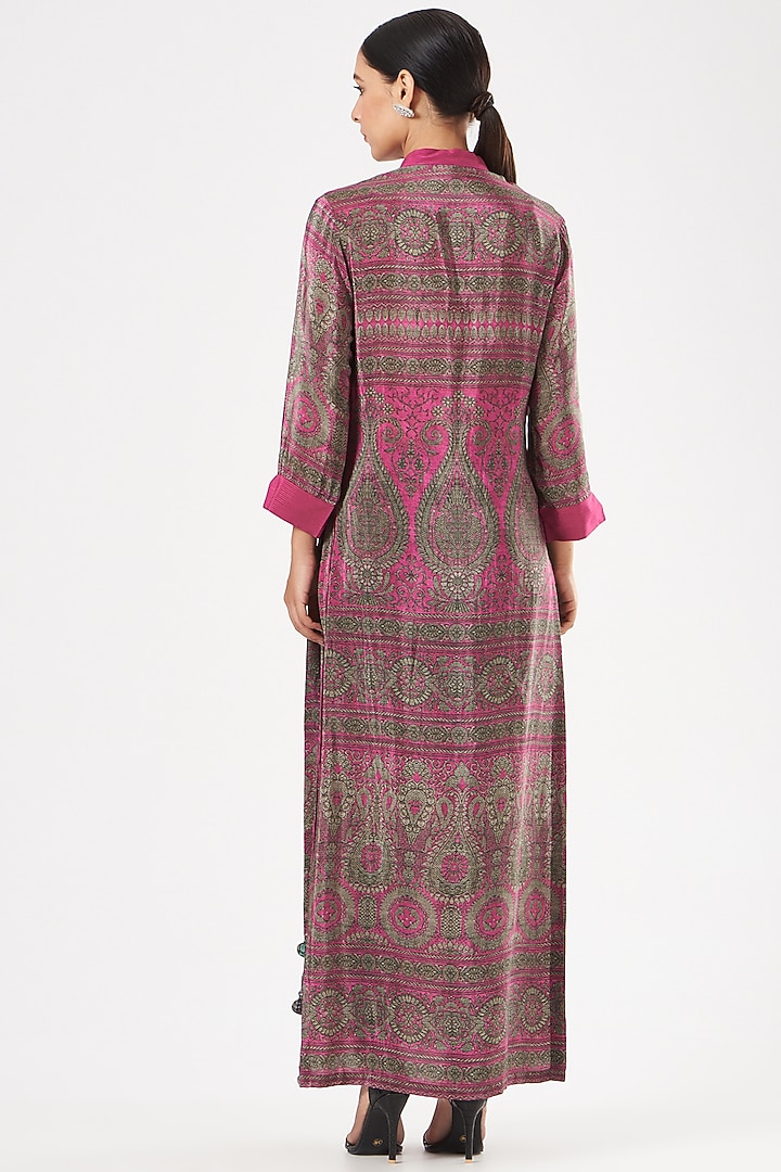 Fuschia Pink Crepe Printed Tunic by Kartikeya at Pernia's Pop Up Shop