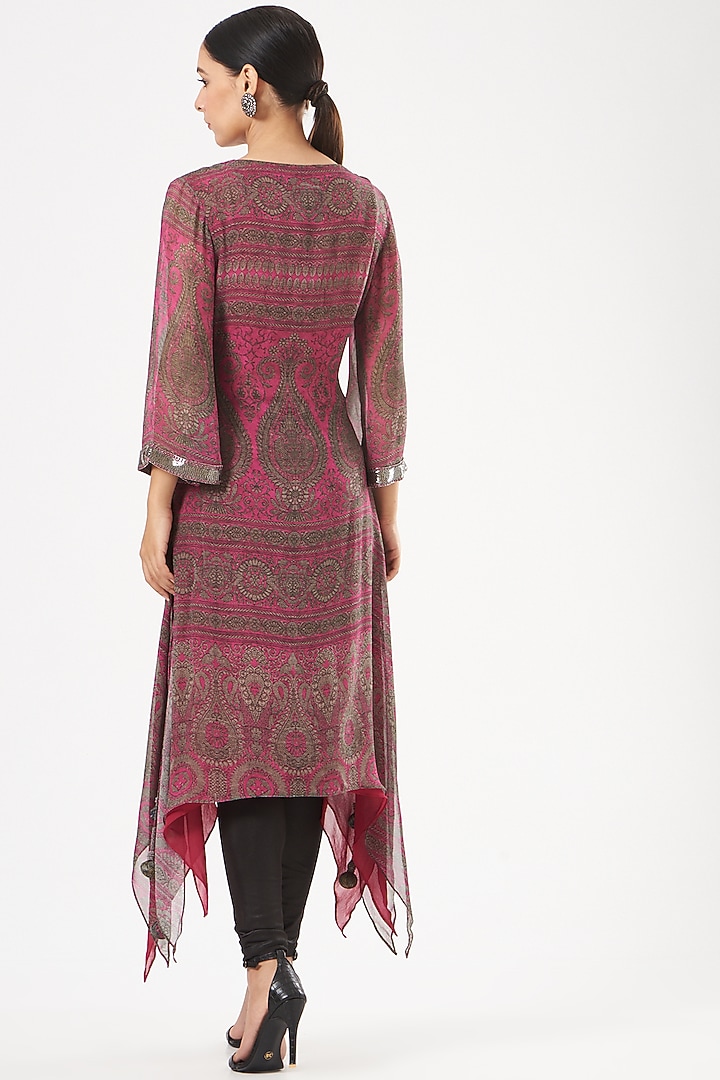 Fuschia Pink Embellished Tunic by Kartikeya at Pernia's Pop Up Shop