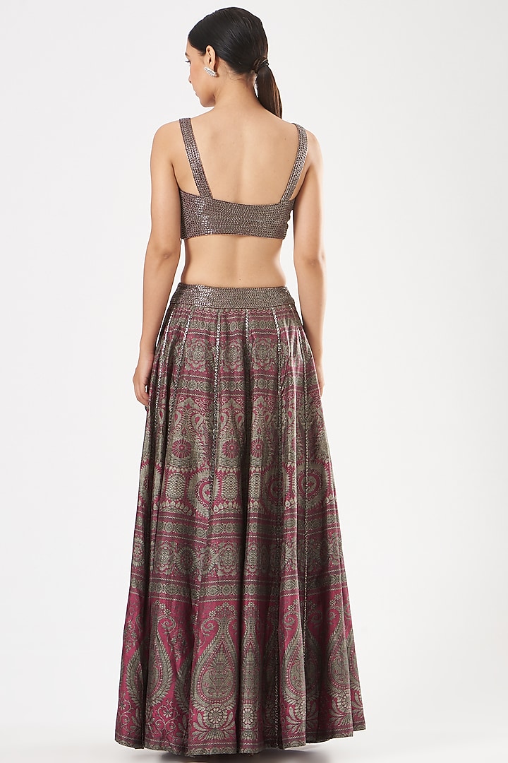 Maroon Digital Printed Wedding Lehenga Set by Kartikeya at Pernia's Pop Up Shop