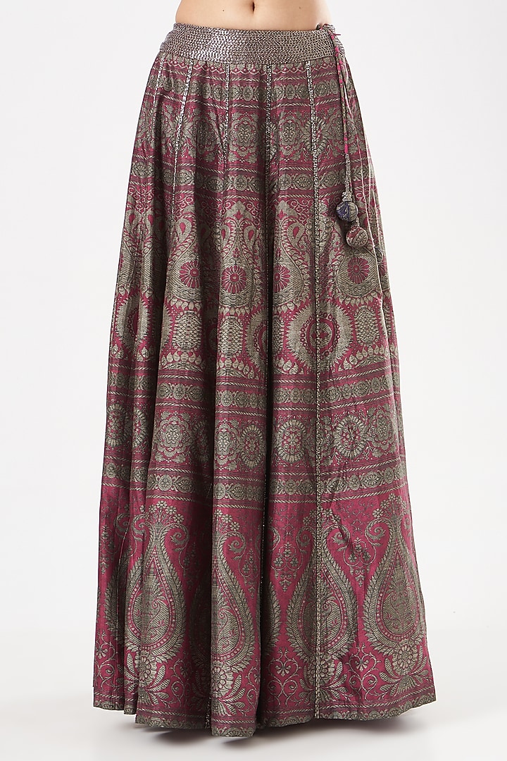 Maroon Digital Printed Wedding Lehenga Set by Kartikeya at Pernia's Pop Up Shop