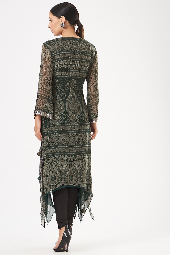 Emerald Green Embellished Tunic by Kartikeya at Pernia's Pop Up Shop