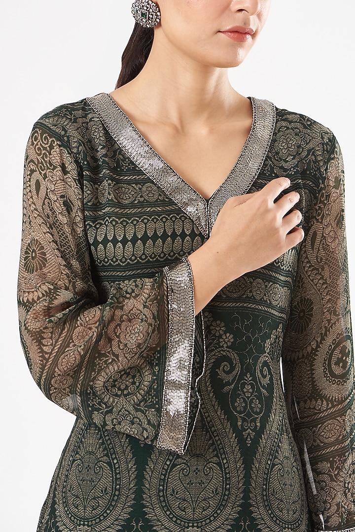 Emerald Green Embellished Tunic by Kartikeya at Pernia's Pop Up Shop