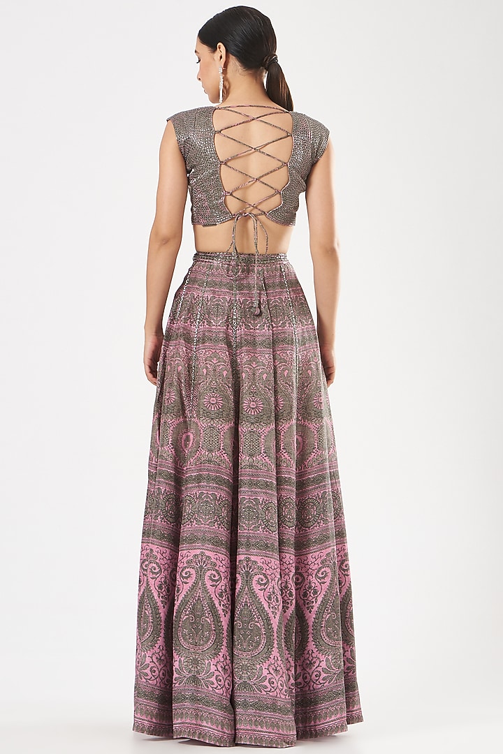 Blush Pink Digital Printed Wedding Lehenga Set by Kartikeya at Pernia's Pop Up Shop