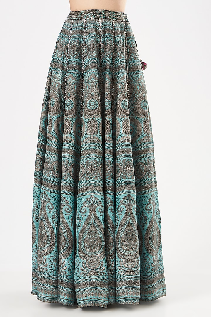 Turquoise Embroidered Wedding Lehenga Set by Kartikeya at Pernia's Pop Up Shop