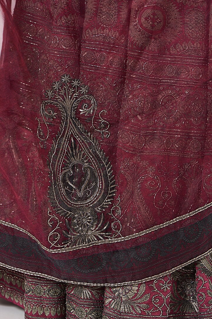 Maroon Embroidered Bridal Lehenga Set by Kartikeya at Pernia's Pop Up Shop