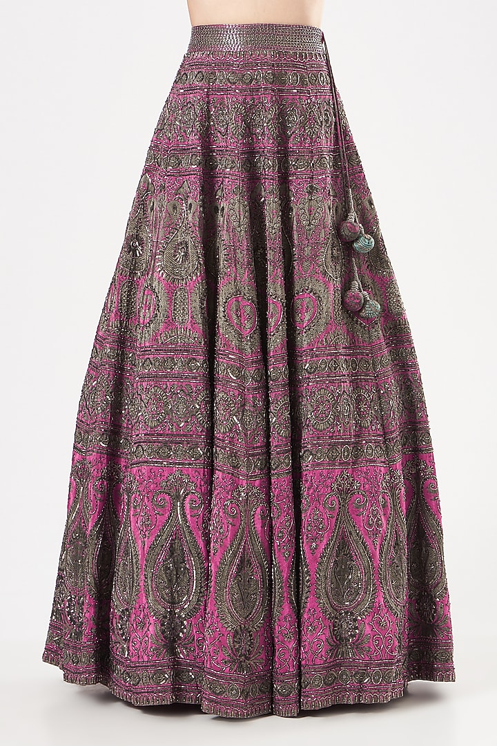Fushia Pink Printed Bridal Lehenga Set by Kartikeya at Pernia's Pop Up Shop